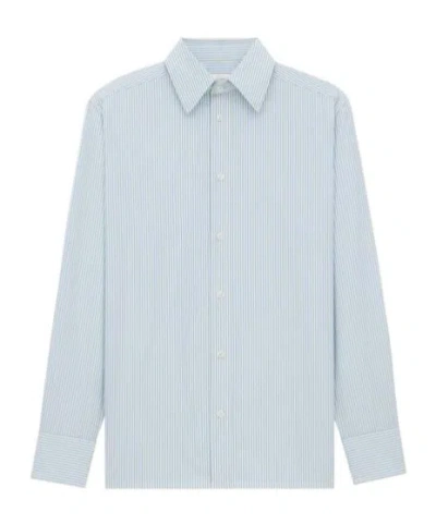 Saint Laurent Cassandre Striped Button-up Shirt In Blue