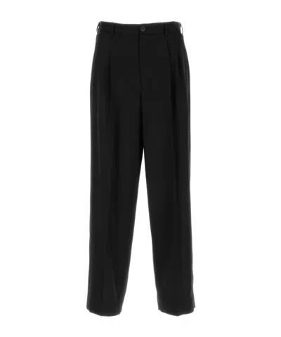 Magliano Wide-leg Wool Trousers With Pockets And Pleats In Black