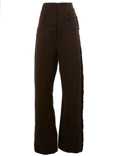 Uma Wang High-rise Frayed Detailing Trousers - Unavailable In Uw027 Tan/red