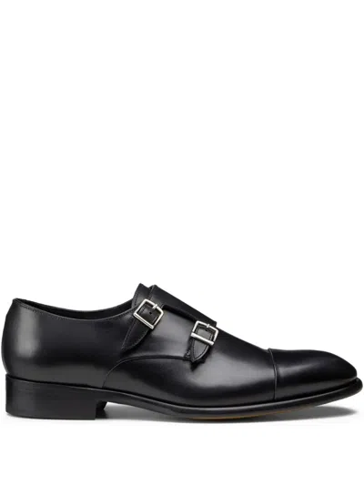 Doucal's Black Leather Monk Strap Shoes