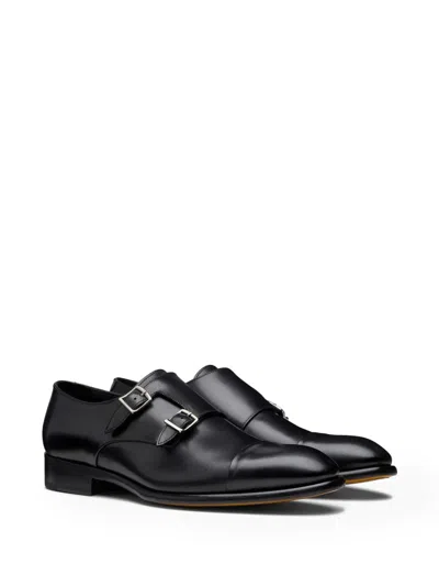 Doucal's Black Leather Monk Strap Shoes
