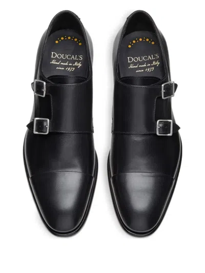 Doucal's Black Leather Monk Strap Shoes
