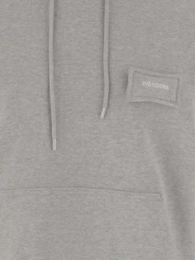 We11 Done Grey Long Sleeves Logo Hoodie In Gray