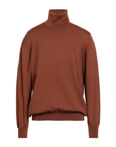Alpha Studio Man Turtleneck Brown Size 46 Merino Wool
