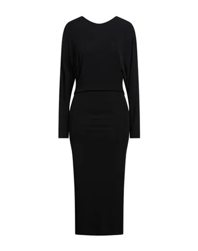 Khaite The Trina Long-sleeved Open-back Midi Dress In Black