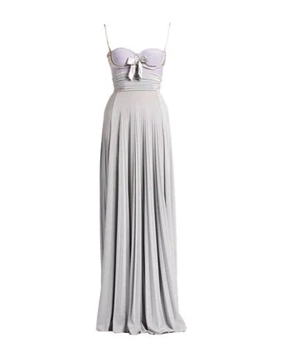Elisabetta Franchi Red Carpet Woman Maxi Dress Light Grey Size 8 Viscose, Polyester, Polyamide, Elas