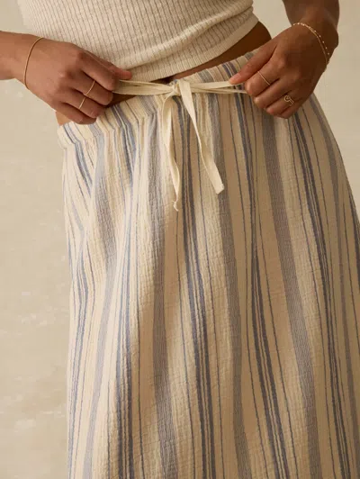 Faherty Dune Stripe Organic Cotton Gauze Drawstring Maxi Skirt