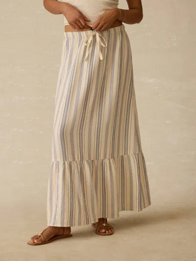 Faherty Dune Stripe Organic Cotton Gauze Drawstring Maxi Skirt