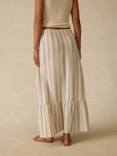 Faherty Dune Stripe Organic Cotton Gauze Drawstring Maxi Skirt