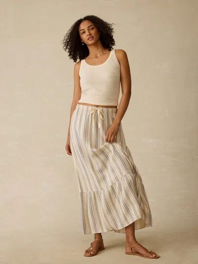 Faherty Dune Stripe Organic Cotton Gauze Drawstring Maxi Skirt