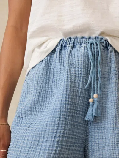Faherty Dune Cotton Gauze Drawstring Shorts Light Indigo Wash In Blue