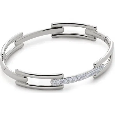 Monica Vinader Sterling Silver Signature Link Full Pavé Diamond Bangle Lab Grown Diamond