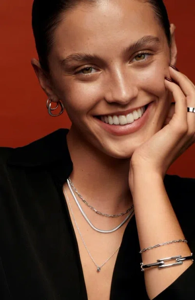 Monica Vinader Sterling Silver Signature Link Full Pavé Diamond Bangle Lab Grown Diamond