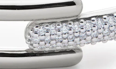Monica Vinader Sterling Silver Signature Link Full Pavé Diamond Bangle Lab Grown Diamond