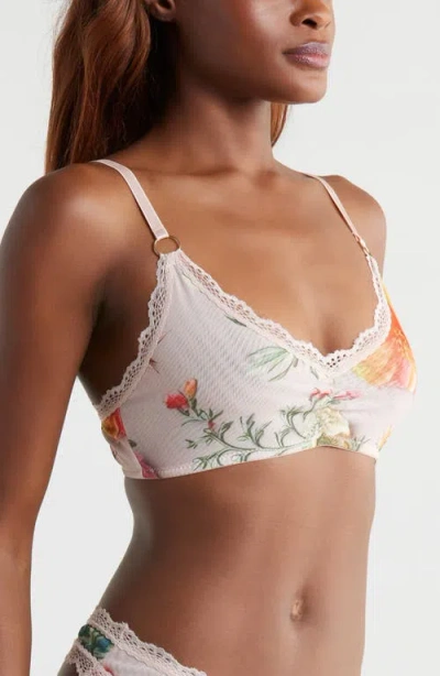 Kilo Brava Lace Trim Stretch Mesh Bralette In White