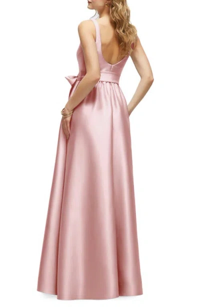 Dessy Collection Bow Satin Twill Gown