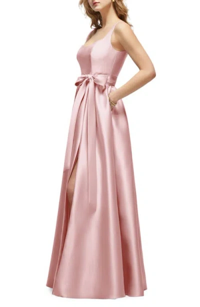 Dessy Collection Bow Satin Twill Gown