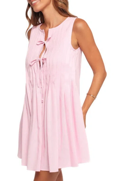 Petal And Pup Petal & Pup Madeline Pintuck Tie Front Minidress In Pink