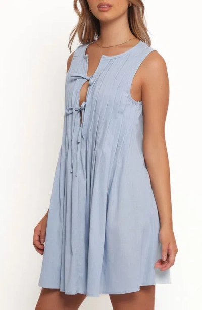 Petal And Pup Petal & Pup Madeline Pintuck Tie Front Minidress In Blue