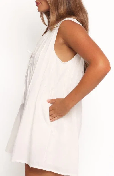 Petal And Pup Petal & Pup Sleeveless Cotton Tie Front Romper In White