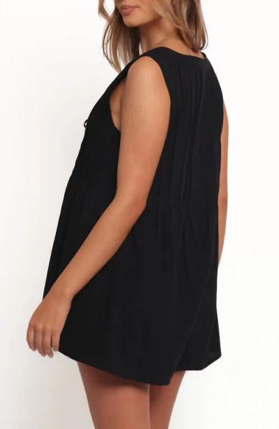 Petal And Pup Petal & Pup Sleeveless Cotton Tie Front Romper In Black