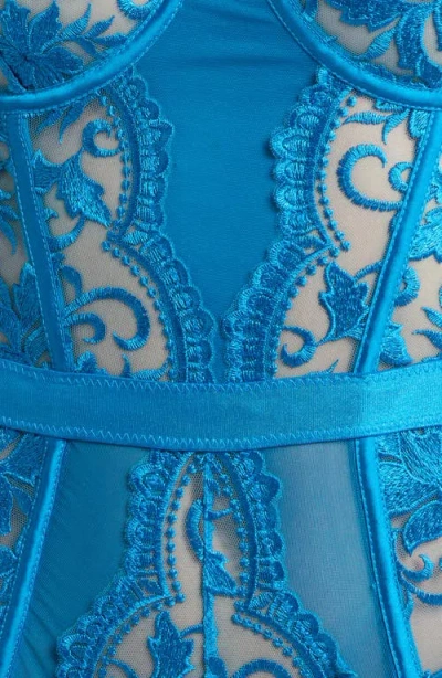 Kilo Brava Embroidered Underwire Bodysuit In Blue