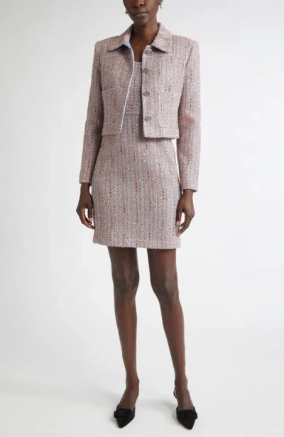 St John St. John Collection Naomi Crop Tweed Jacket In Blue