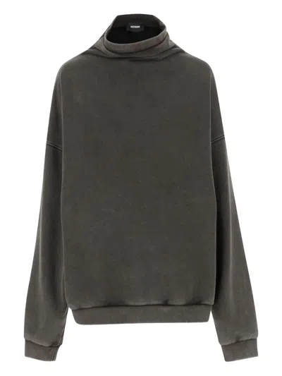 We11 Done Black Standard Logo Turtleneck In Gray