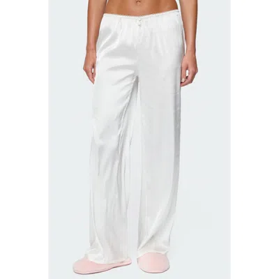 Edikted Izabella Satin Effect Wide Leg Pants In White