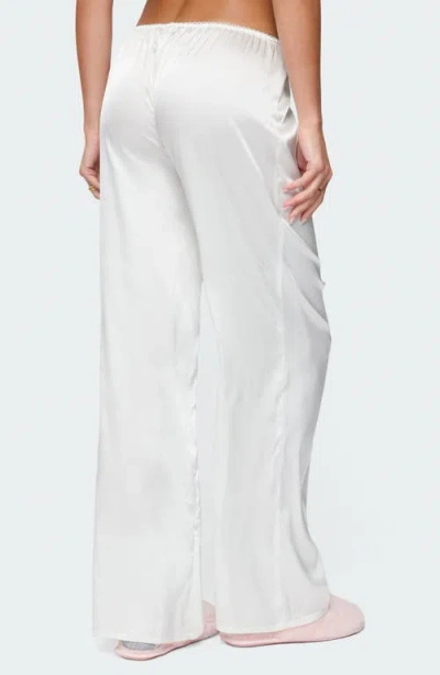 Edikted Izabella Satin Effect Wide Leg Pants In White