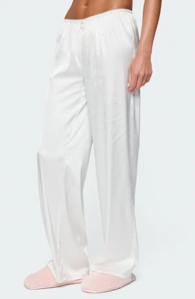 Edikted Izabella Satin Effect Wide Leg Pants In White