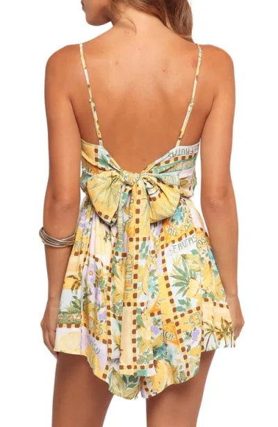 Petal And Pup Petal & Pup Raffaella Bow Back Romper In Yellow