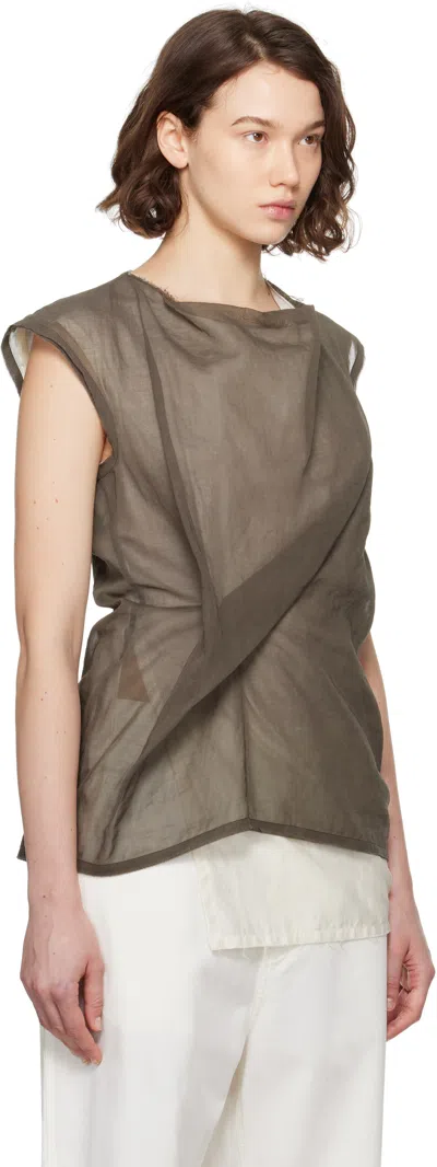 The Row Inawa Draped Layered Sleeveless Top In Brown