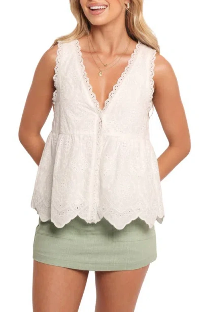 Petal And Pup Petal & Pup Snezana Embroidered Eyelet Button-up Tank In White