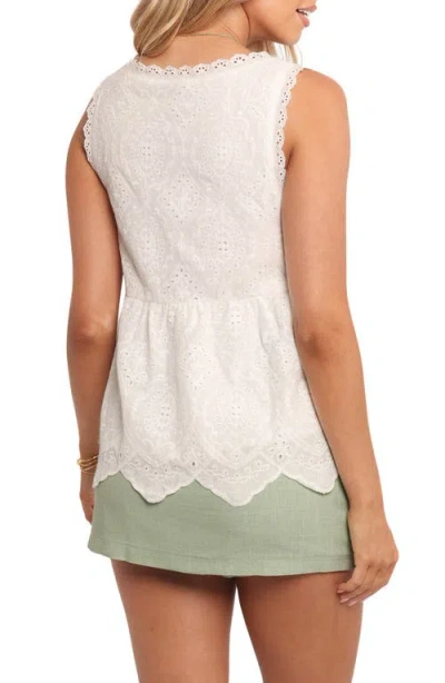 Petal And Pup Petal & Pup Snezana Embroidered Eyelet Button-up Tank In White