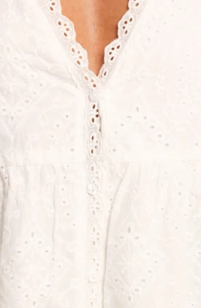 Petal And Pup Petal & Pup Snezana Embroidered Eyelet Button-up Tank In White
