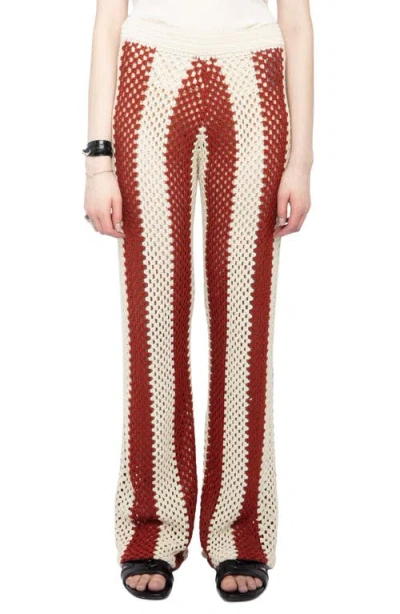 Zadig & Voltaire Womens Judo Pia Regular-fit Striped Crochet Cotton Trousers In Multi