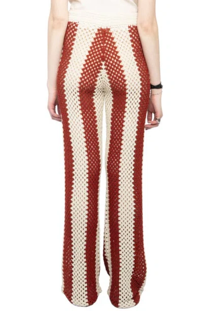 Zadig & Voltaire Womens Judo Pia Regular-fit Striped Crochet Cotton Trousers In Multi