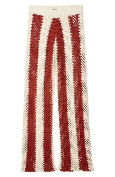 Zadig & Voltaire Womens Judo Pia Regular-fit Striped Crochet Cotton Trousers In Multi