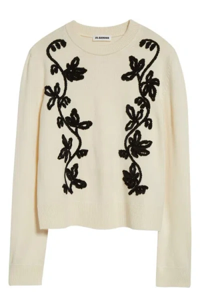 Jil Sander Embroidered Wool Jumper In Neutral