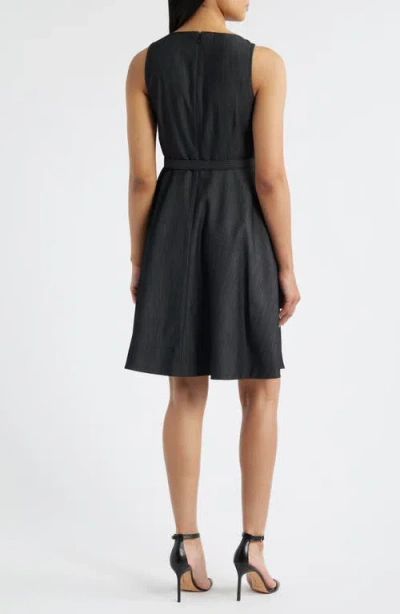 Tahari Asl Women's Belted Soft Denim Sleeveless Fit & Flare Dress