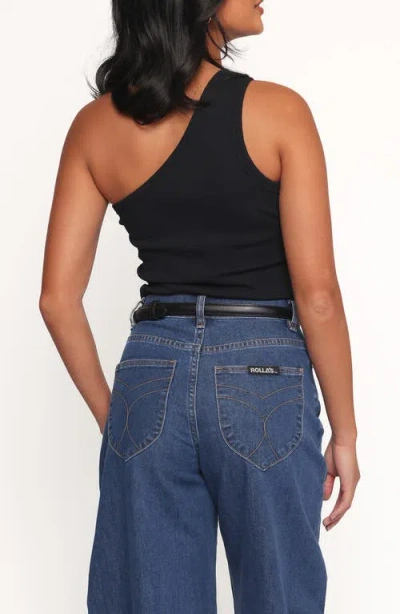 Petal And Pup Petal & Pup Nysa One-shoulder Stretch Cotton Top In Black