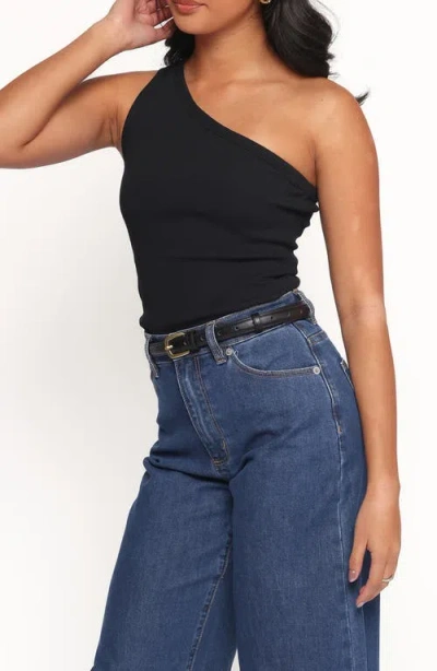 Petal And Pup Petal & Pup Nysa One-shoulder Stretch Cotton Top In Black