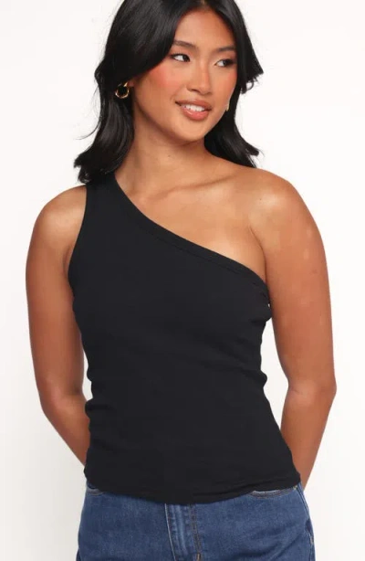 Petal And Pup Petal & Pup Nysa One-shoulder Stretch Cotton Top In Black