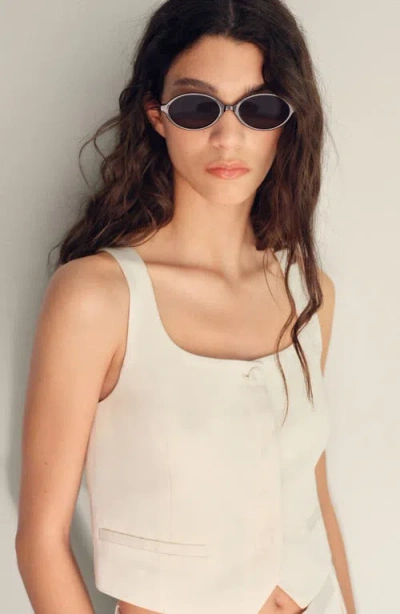 Mango Cotton Mix Low Square Neck Cropped Waistcoat Co-ord