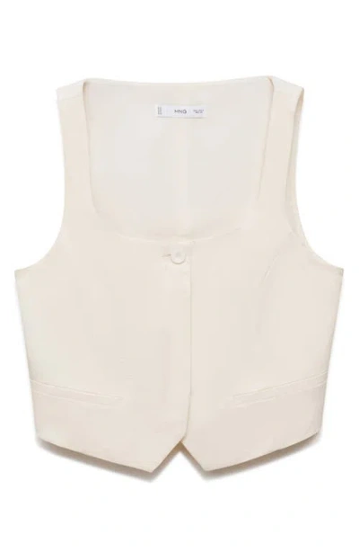 Mango Cotton Mix Low Square Neck Cropped Waistcoat Co-ord