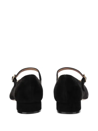 Ferragamo Suede Gancini Heeled Ballerina With Gold Hardware In Black