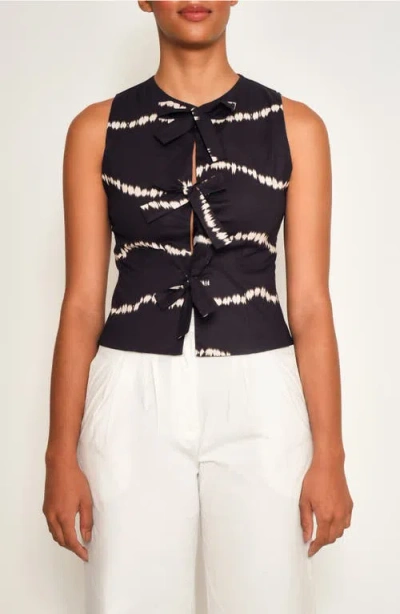 The Lulo Project Cliff Tie Dye Cotton Tie Front Top