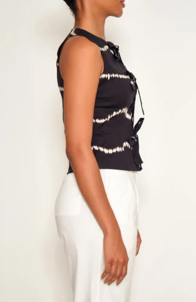 The Lulo Project Cliff Tie Dye Cotton Tie Front Top