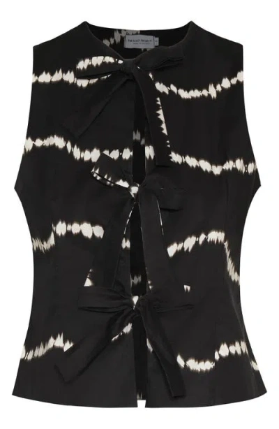 The Lulo Project Cliff Tie Dye Cotton Tie Front Top